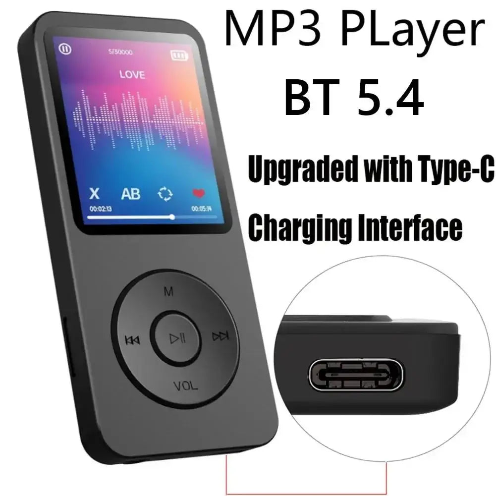 MP3 Player Bluetooth 5.4 Music Player 1.8 inch Screen with Speakers Lossless Sound Quality with Recording E-Book Video Playing
