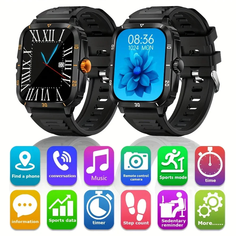 Smartwatch for men and women 2.01-inch display Music control Weather updates Calculator Tracking Multiple sports modes