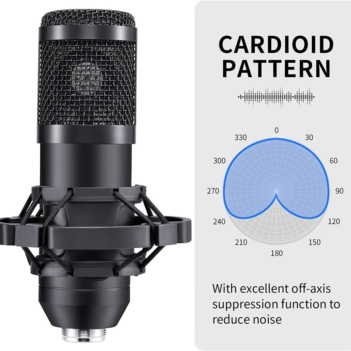 Microphone Studio Professional Live Broadcast Singing Recording Microphone Kits with Suspension Scissor Arm & Metal Shock Mount