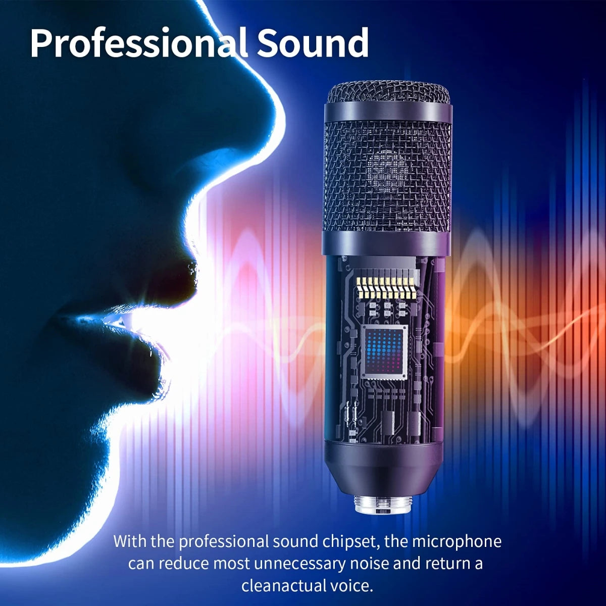 Microphone Studio Professional Live Broadcast Singing Recording Microphone Kits with Suspension Scissor Arm & Metal Shock Mount