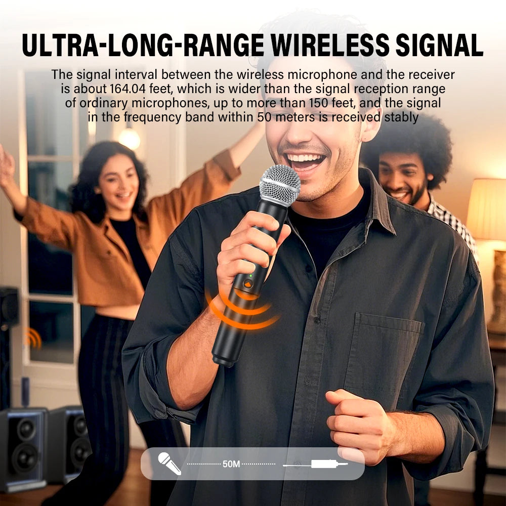 Wireless Handheld Microphone,Cordless Dynamic Mic System With Large-capacity Rechargeable Lithium Battery For Karaoke