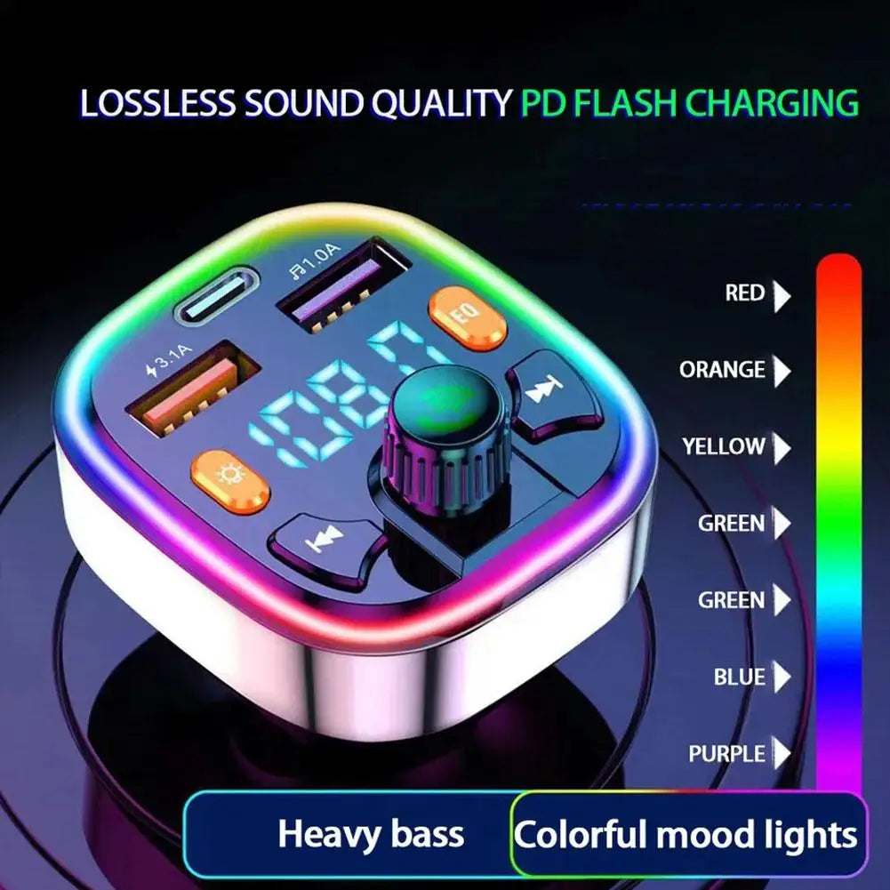 Bluetooth FM Transmitter Car Kit Hands-Free 2 USB & MP3 Player Reliable Audio Receiver For Safe Driving V7W7