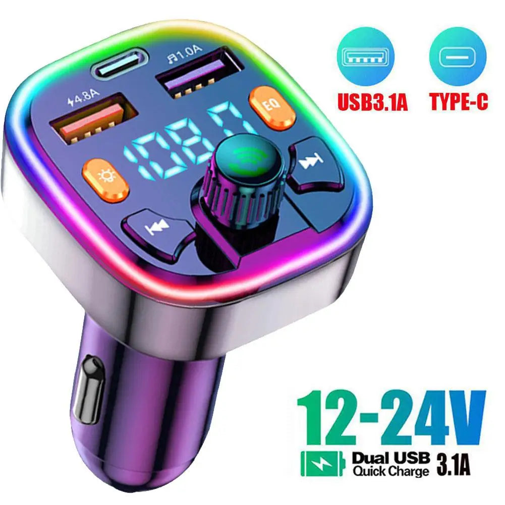 Bluetooth FM Transmitter Car Kit Hands-Free 2 USB & MP3 Player Reliable Audio Receiver For Safe Driving V7W7