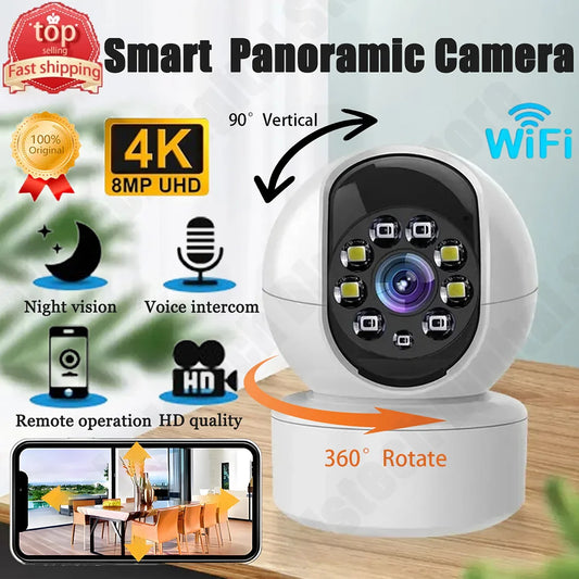 Smart Rotatable Camera 4K HD WiFi 2-Way Audio Night Vision Monitor AI Human Detection Surveillance Protection IP Camera 2025 NEW