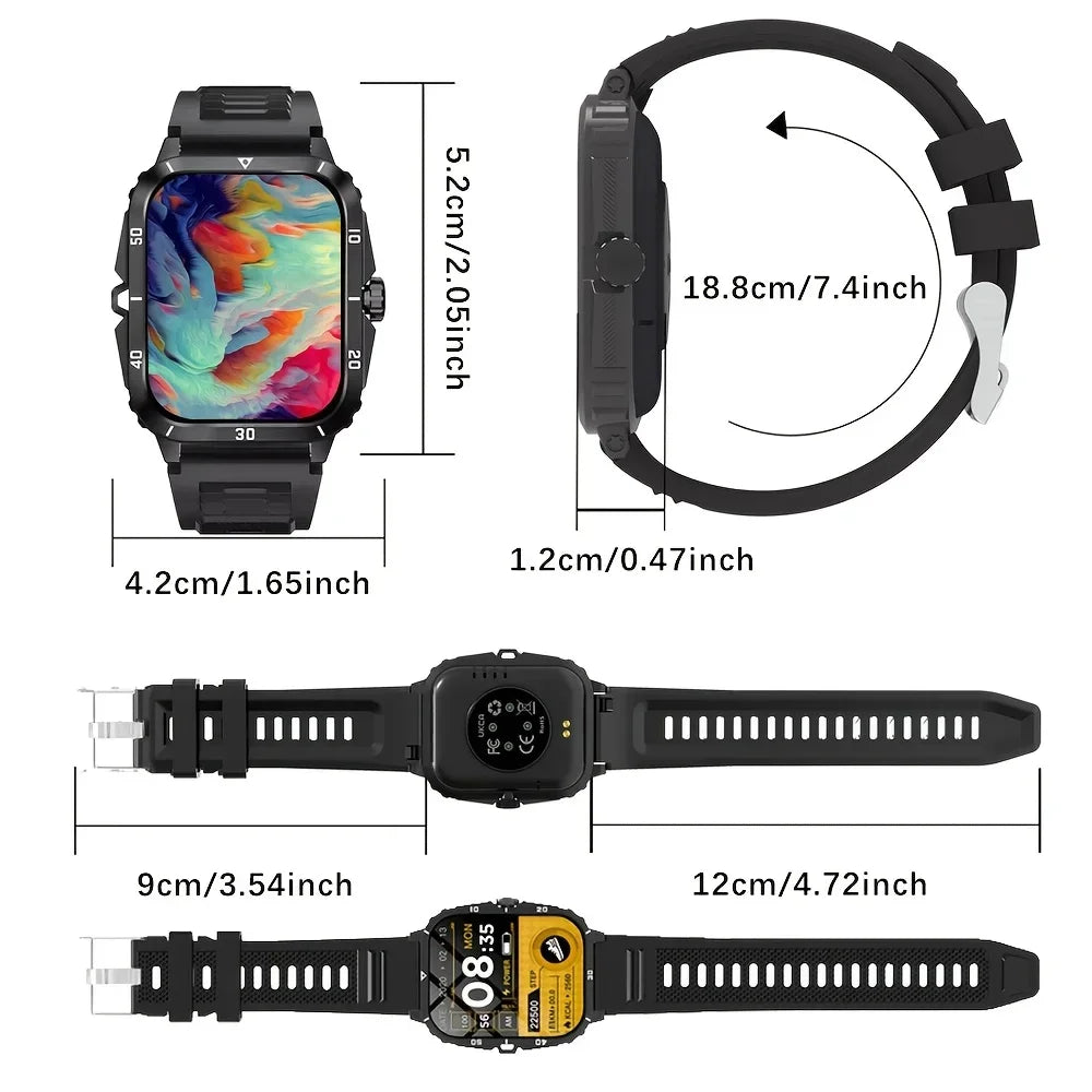 Smartwatch for men and women 2.01-inch display Music control Weather updates Calculator Tracking Multiple sports modes