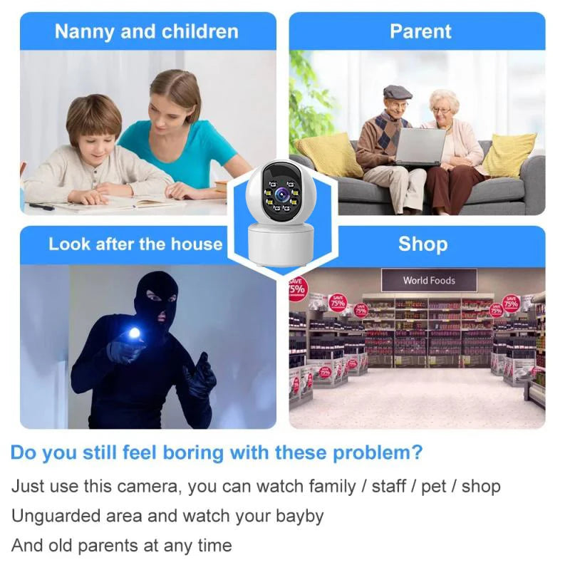 Smart Rotatable Camera 4K HD WiFi 2-Way Audio Night Vision Monitor AI Human Detection Surveillance Protection IP Camera 2025 NEW