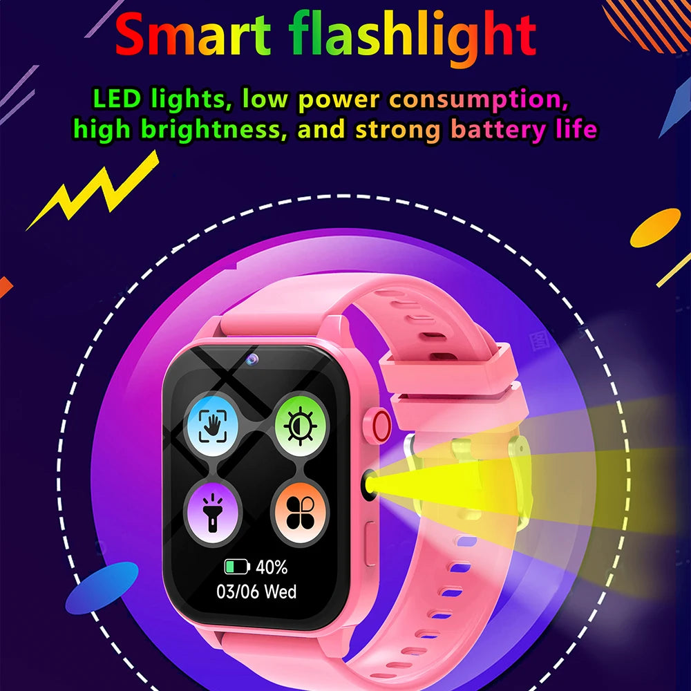 Games Smart Watch Kids 1.83'' HD Touch Screen 18 Games Sleep Monitoring Camera Alarm Clock Smartwatch Children Boys Girls Gifts