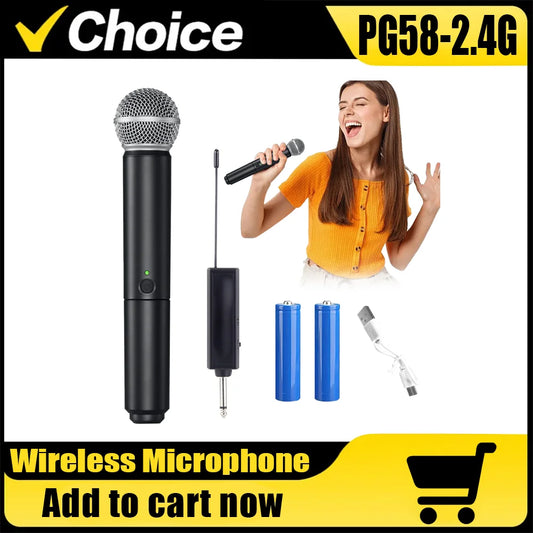 Wireless Handheld Microphone,Cordless Dynamic Mic System With Large-capacity Rechargeable Lithium Battery For Karaoke