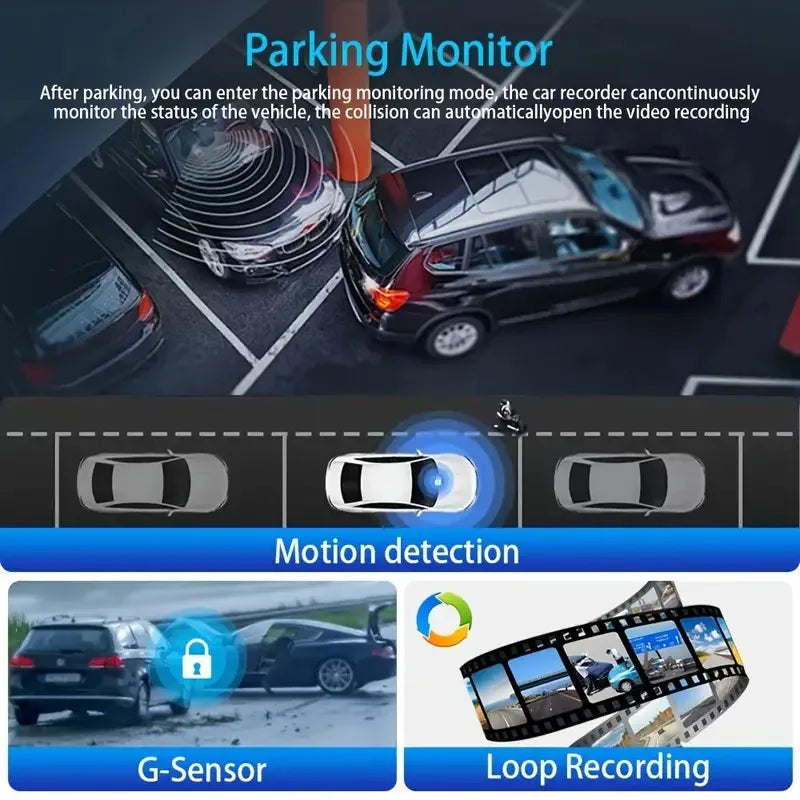 3Camera Dash Cam For Car Camera 1080P Video Recorder WIFI Car DVR 2lens Front Rear View Camera Night Vision Car Accessories