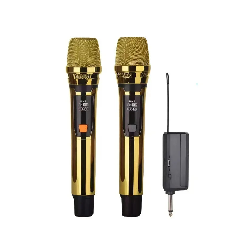 One-to-Two Microphone Home KTV Stage Sound Card Luxury Gold Metal Texture for Outdoor Live Audio Sound Mixers Church Karaoke