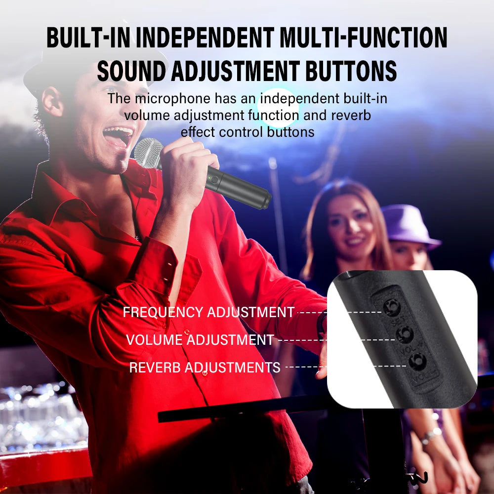 Wireless Handheld Microphone,Cordless Dynamic Mic System With Large-capacity Rechargeable Lithium Battery For Karaoke