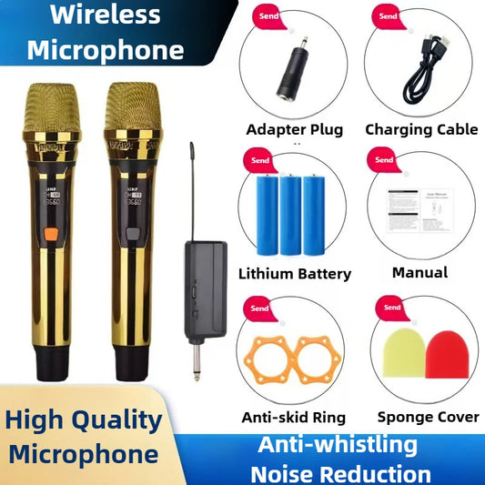 One-to-Two Microphone Home KTV Stage Sound Card Luxury Gold Metal Texture for Outdoor Live Audio Sound Mixers Church Karaoke