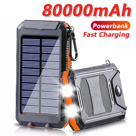 Solar Power Bank 80000mAh "Για λάτρες της φύσης,που δεν θέλουν να μένουν ποτέ χωρίς μπαταρία στις αγαπημένες τούς συσκευές