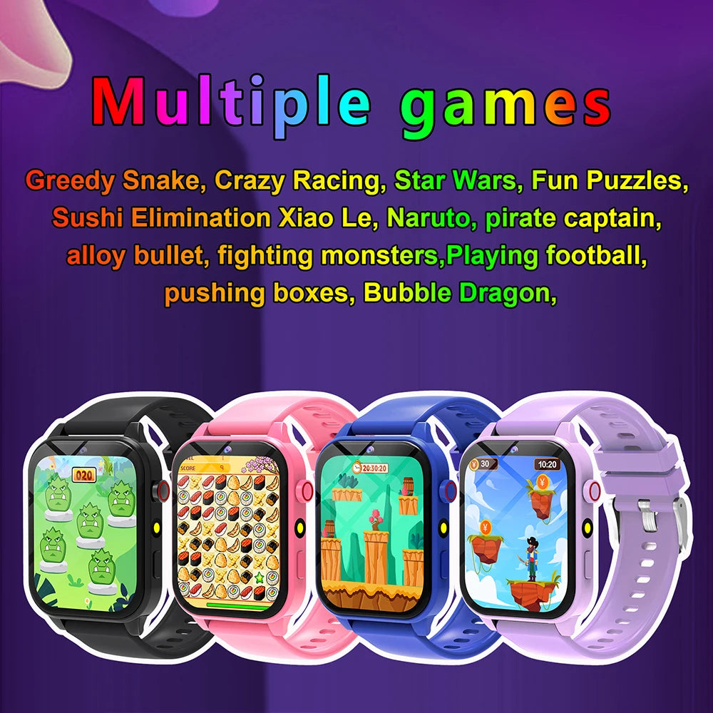 Games Smart Watch Kids 1.83'' HD Touch Screen 18 Games Sleep Monitoring Camera Alarm Clock Smartwatch Children Boys Girls Gifts
