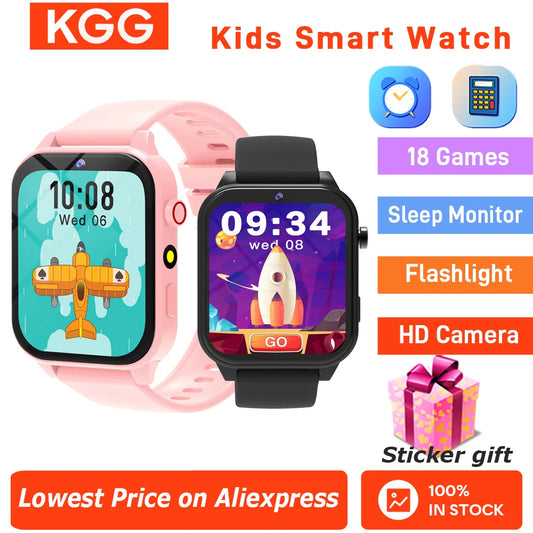 Games Smart Watch Kids 1.83'' HD Touch Screen 18 Games Sleep Monitoring Camera Alarm Clock Smartwatch Children Boys Girls Gifts