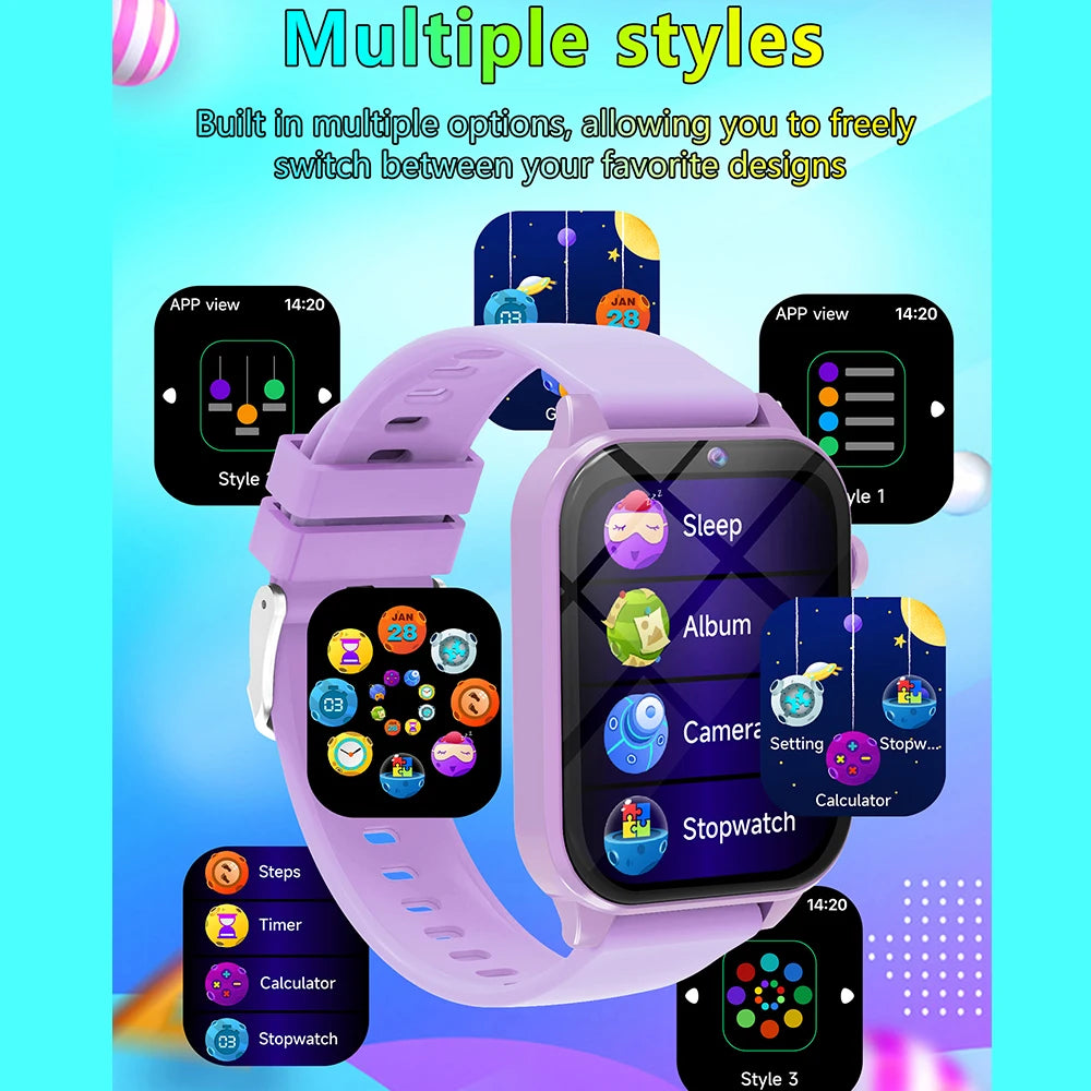 Games Smart Watch Kids 1.83'' HD Touch Screen 18 Games Sleep Monitoring Camera Alarm Clock Smartwatch Children Boys Girls Gifts