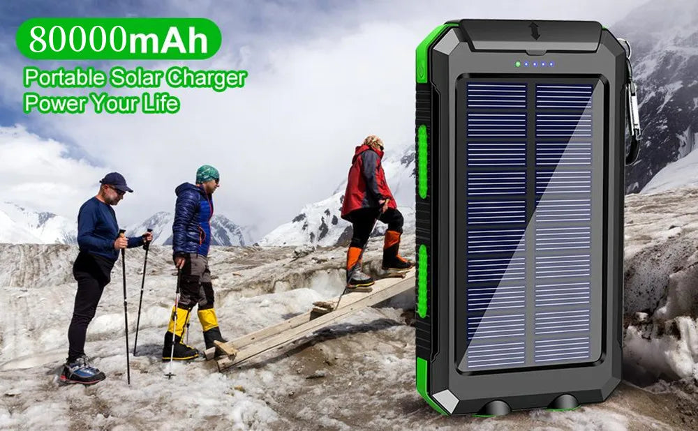Solar Power Bank 80000mAh "Για λάτρες της φύσης,που δεν θέλουν να μένουν ποτέ χωρίς μπαταρία στις αγαπημένες τούς συσκευές