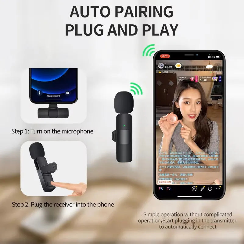 Wireless lavalier microphone for live streaming/YouTube/TikTok/Facebook live streaming noise cancelling microphone suitable for
