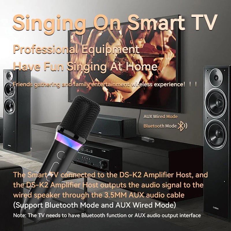Karaoke Companion Wireless Microphone Dynamic Bluetooth 5.3 DSP Mixer System Machine RGB Colorful Light 3.5mm AUX Amplifier Host