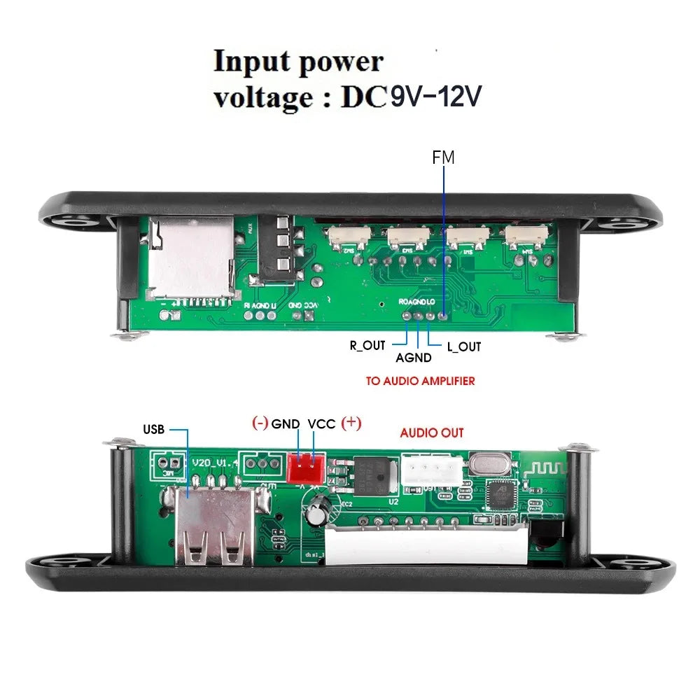 Bluetooth 5.0 Car Kit Wireless MP3 Decoder Board Audio 9V-12V WMA Car Music Player Module Lossless Audio USB AUX TF Radio