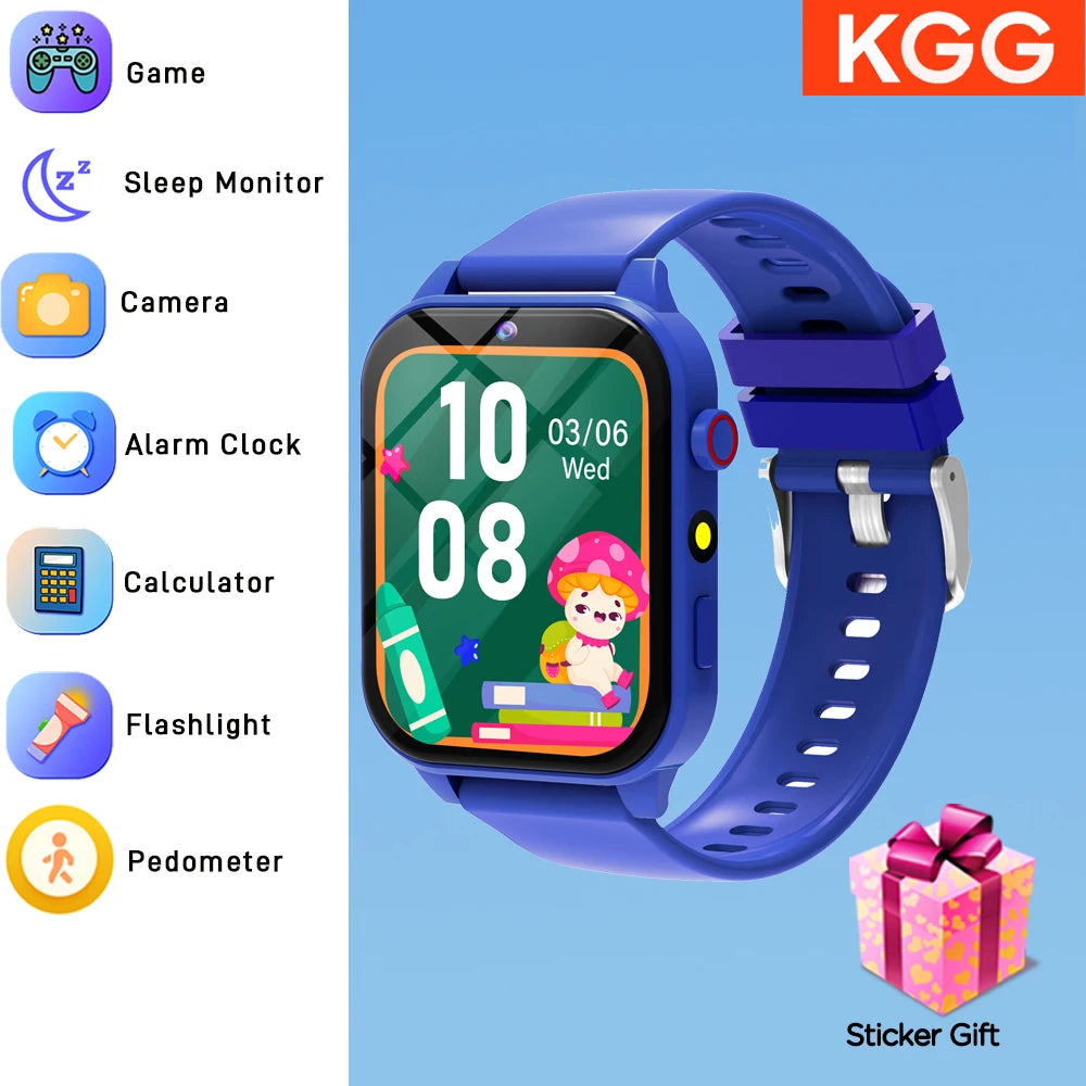 Games Smart Watch Kids 1.83'' HD Touch Screen 18 Games Sleep Monitoring Camera Alarm Clock Smartwatch Children Boys Girls Gifts