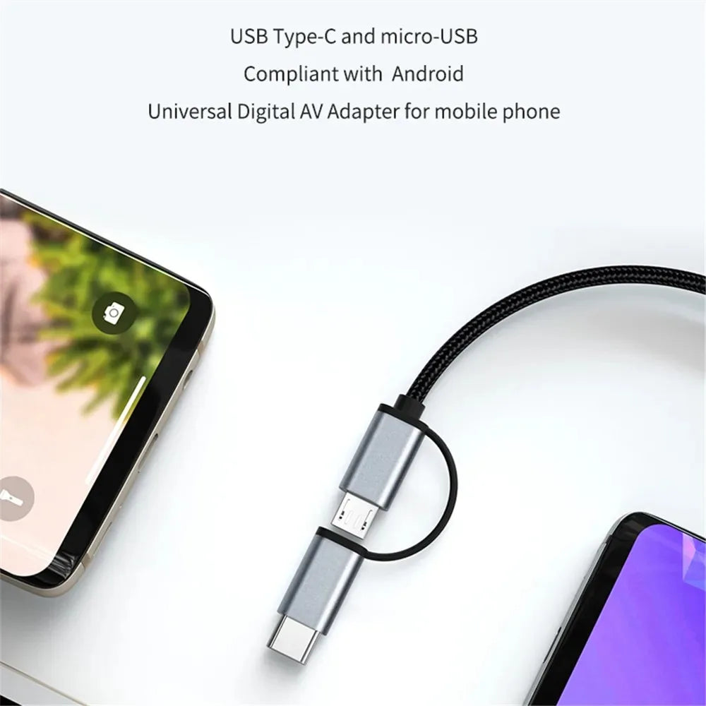 LD39 Wire HD Streaming Display TV Stick Dongle Micro USB Type C to HDMI Cable Mirroring Screen for Android Phone Tablet to TV