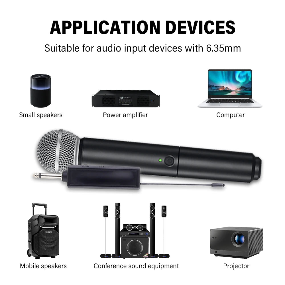 Wireless Handheld Microphone,Cordless Dynamic Mic System With Large-capacity Rechargeable Lithium Battery For Karaoke