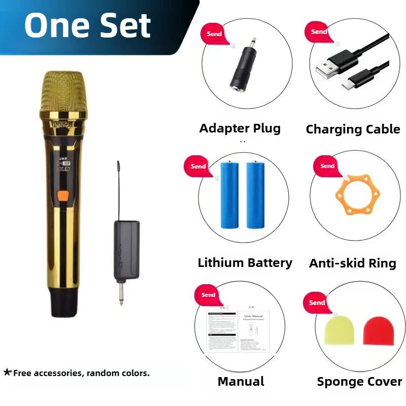 One-to-Two Microphone Home KTV Stage Sound Card Luxury Gold Metal Texture for Outdoor Live Audio Sound Mixers Church Karaoke